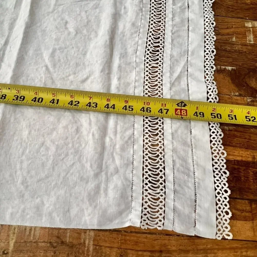 Vintage White Linen Table Runner 16 x 50